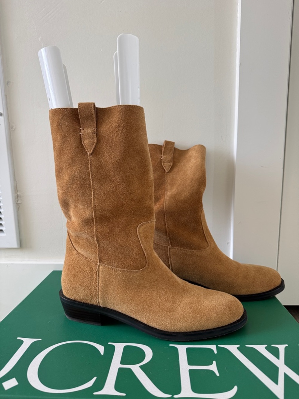 J. Crew Tan Suede Mid-Calf Western Boots